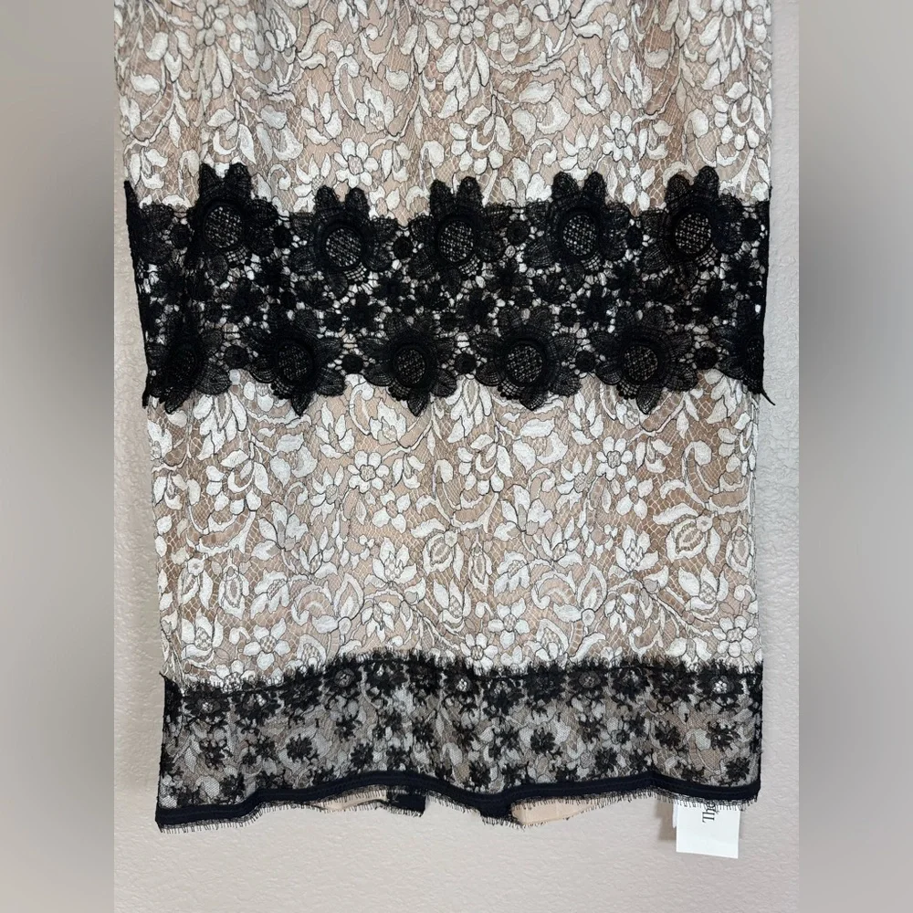 La Perla Lace Black & Cream Pencil Midi Skirt RTW Spring 2006 size 44 US 8 $1250